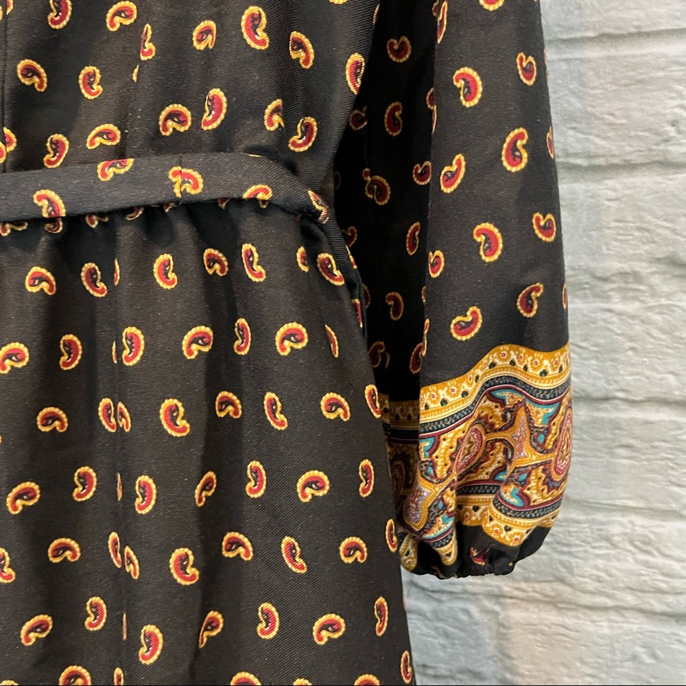 Vintage 70s/80s JJ Dean Paisley Print Belted MIDI Long Sleeve Bohemian Dress - Picture 6 of 16